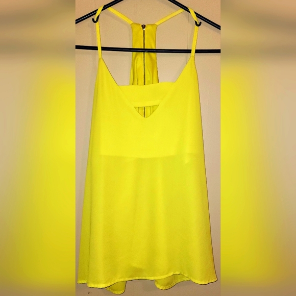 Very J women's M T-back neon yellow tank V neck with cut out! - Picture 1 of 2